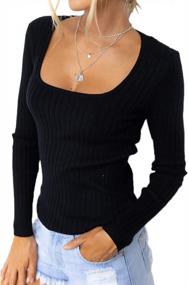 img 4 attached to Slim-Fit Knit Pullover Sweaters For Women With Long Sleeves And Solid Scoop Neck Design, Perfect For Casual Wear