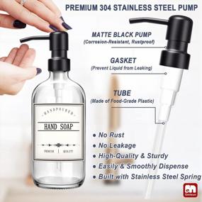 img 2 attached to Stylish And Functional Soap Dispenser Set For Kitchen And Bathroom - 2 Pack, 16Oz Refillable, Clear Glass And Matte Black Stainless Steel Pump