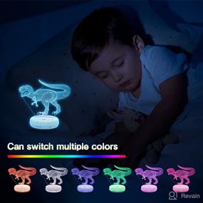 img 1 attached to 🦖 Dinosaur Night Light, 3D Dinosaur Lamp Gifts for Boys and Kids, Set of 3 Cordless Charging T Rex Lights, Illusion Dino NightLight for Kids, Remote-controlled Night Lamp with 16 Color Options, Perfect Toy Gifts for Boys & Girls