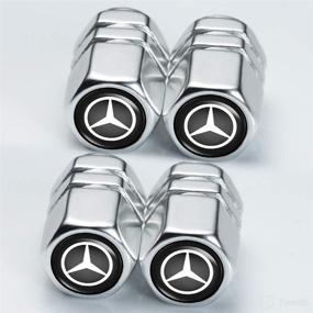 img 3 attached to Car Keychain Metal Car Wheel Tire Valve Cap Logo Styling Stem Cover Compatible With Mercedes Benz A C E S Class Series GLK CLA GLA GLC GLE Series Car Tire Car Key Ring Car Accessories（Silver）