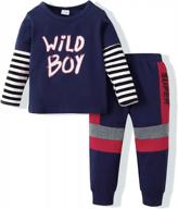 fall and winter outfits set for little boys - long sleeve tops and pants set, ideal for toddler baby boy clothing and sweatsuit logo