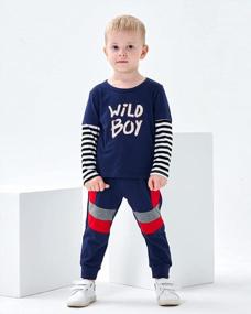 img 3 attached to Fall And Winter Outfits Set For Little Boys - Long Sleeve Tops And Pants Set, Ideal For Toddler Baby Boy Clothing And Sweatsuit