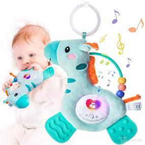 img 4 attached to 🦒 Giraffe Musical Teething Toys for Babies 0-12 Months with Soft Light, BPA Free Washable Plush, Crib Hook, Sensory Baby Toys, Perfect Baby Gifts