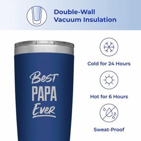 img 2 attached to SassyCups Best Papa Ever 20 Ounce Engraved Navy Stainless Steel Insulated Travel Mug Happy Birthday Papa New Papa Tumbler Poppy Tumbler New Pawpaw Cup Papa Coffee Travel Mug