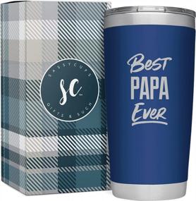 img 4 attached to SassyCups Best Papa Ever 20 Ounce Engraved Navy Stainless Steel Insulated Travel Mug Happy Birthday Papa New Papa Tumbler Poppy Tumbler New Pawpaw Cup Papa Coffee Travel Mug