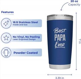 img 1 attached to SassyCups Best Papa Ever 20 Ounce Engraved Navy Stainless Steel Insulated Travel Mug Happy Birthday Papa New Papa Tumbler Poppy Tumbler New Pawpaw Cup Papa Coffee Travel Mug