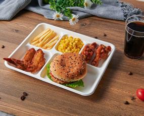 img 3 attached to 500 Pack 5 Compartment Plates, 100% Compostable Paper Plate, 10.25*8.5 Inch Disposable School Lunch Trays, Eco-Friendly Bagasse Plates For School Lunch, Buffet, And Party , Perfect For Boys And Girls