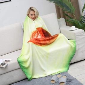img 2 attached to CASOFU Avocado Blanket: Soft Cartoon Fruit Throw Blanket For Kids And Adults - Perfect For Beach Or Home (Avocado-A, 53X67 Inches)