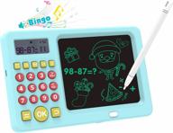pussan math games for kids ages 5 6 7 8, lcd writing tablet for kids educational math learning games, birthday gifts for boys girls (blue) logo