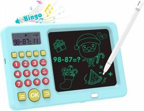 img 4 attached to Pussan Math Games For Kids Ages 5 6 7 8, LCD Writing Tablet For Kids Educational Math Learning Games, Birthday Gifts For Boys Girls (Blue)