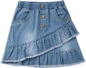 img 4 attached to LXXIASHI Toddler Kids Girls Denim Mini Skirt Outfit: Stylish Ruffled Short Dress for Infants and Babies