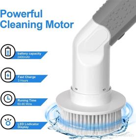 img 3 attached to 🧽 ACRIMAX Electric Spin Scrubber: Cordless Power Cleaning Brush with 6 Replaceable Heads - Ideal for Bathroom, Tile, Shower, Kitchen, Tub, Dishes, Grout, Sink