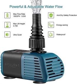 img 2 attached to 💦 Opulent Systems 180GPH 9.5W Submersible Pump for Fish Tank, Pond, Aquarium, Statuary, Hydroponics - Ultra Quiet Water Pump (680L/H)