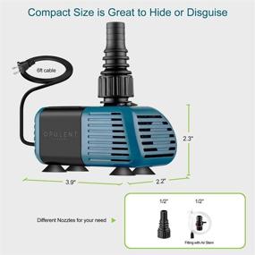 img 3 attached to 💦 Opulent Systems 180GPH 9.5W Submersible Pump for Fish Tank, Pond, Aquarium, Statuary, Hydroponics - Ultra Quiet Water Pump (680L/H)