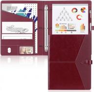 toplive padfolio 3 ring binder (1'' round ring) business portfolio folder for interview, conference and presentation, wine red logo