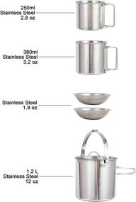 img 3 attached to 5-Piece Stainless Steel Camping Kettle & Pot Set With Mugs And Bowls, Perfect For Backpacking, Hiking, And Outdoor Cooking
