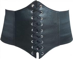 img 4 attached to Women'S Leather Vest Corset Belt Tops - Halloween Pirate Costume Lace Up Waist Bustiers