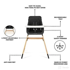 img 1 attached to 🪑 Dream On Me Nibble Wooden Compact High Chair: Black, Lightweight, Portable with Adjustable Tray - Ideal for Baby and Toddler Feeding