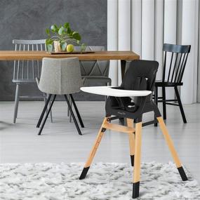 img 3 attached to 🪑 Dream On Me Nibble Wooden Compact High Chair: Black, Lightweight, Portable with Adjustable Tray - Ideal for Baby and Toddler Feeding