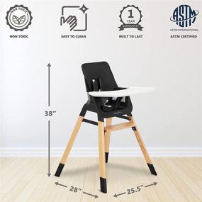 img 2 attached to 🪑 Dream On Me Nibble Wooden Compact High Chair: Black, Lightweight, Portable with Adjustable Tray - Ideal for Baby and Toddler Feeding