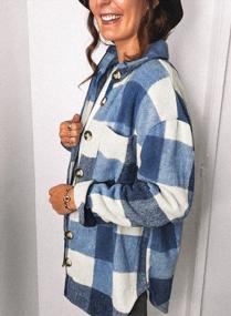 img 2 attached to Stay Cozy And Chic With SHEWIN'S Long Sleeve Plaid Shacket Coats For Women