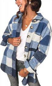 img 4 attached to Stay Cozy And Chic With SHEWIN'S Long Sleeve Plaid Shacket Coats For Women