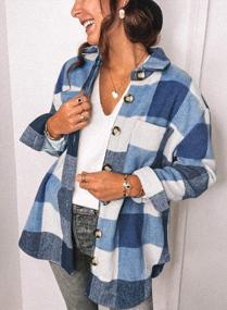 img 3 attached to Stay Cozy And Chic With SHEWIN'S Long Sleeve Plaid Shacket Coats For Women