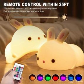 img 3 attached to 🐰 Bunny Kids Night Light for Bedroom: Cute Animal Lamp with Color Changing LED, Touch Sensor, Remote Control - Perfect Gifts for Kids/Children/Toddlers/Babies/Girls, Silicone Nursery Baby Nightlight