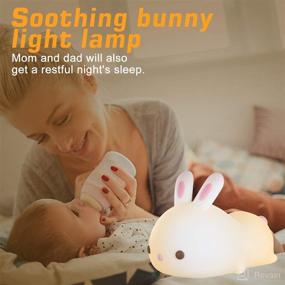 img 1 attached to 🐰 Bunny Kids Night Light for Bedroom: Cute Animal Lamp with Color Changing LED, Touch Sensor, Remote Control - Perfect Gifts for Kids/Children/Toddlers/Babies/Girls, Silicone Nursery Baby Nightlight