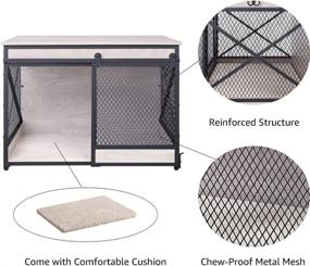 img 1 attached to 🐶 Unipaws Weathered Grey Chew-Proof Dog Crate End Table with Cushion, Hooks, and Furniture-Style Mesh Pet Kennels - Indoor Dog House for Weathered Grey Crates