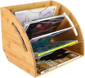 img 4 attached to Bamboo Desktop File Organizer With Acrylic Dividers - Perfect For Office Storage Of A4 Documents, Magazines, And Books