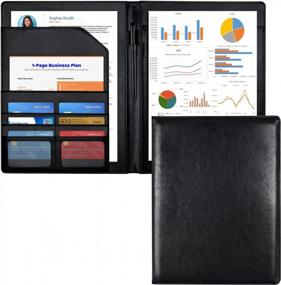 img 4 attached to Black PU Leather Professional Folio Organizer For Women - Cacturism Padfolio Portfolio Folder, Foldable Letter Size Writting Pad & Resume Business Legal Document Holder For Job School Office