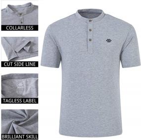 img 2 attached to Men'S Grey Henley Collarless Golf Polo Shirt - Dry Fit Cotton, Short Sleeve, Casual Workwear By AIRIKE