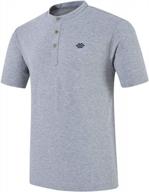 мужская серая рубашка поло для гольфа henley без воротника - сухой крой из хлопка, короткий рукав, повседневная рабочая одежда от airike логотип