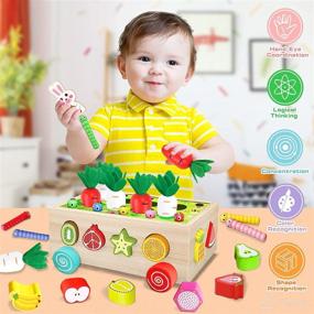 img 3 attached to Wooden Montessori Toys for 1 Year Old Girls - Perfect Toddlers Educational Toys, Shape Sorter Toys to Enhance Fine Motor Skills and Learning for Girls Age 1 2 3 - Great Gifts for Girls