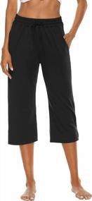 img 3 attached to Experience Comfort And Style With OYANUS Women'S Capri Pants: Wide Leg, Drawstring, Pockets, Perfect For Lounging, Yoga & Workouts