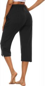 img 1 attached to Experience Comfort And Style With OYANUS Women'S Capri Pants: Wide Leg, Drawstring, Pockets, Perfect For Lounging, Yoga & Workouts