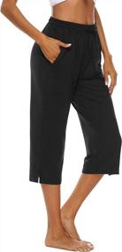 img 2 attached to Experience Comfort And Style With OYANUS Women'S Capri Pants: Wide Leg, Drawstring, Pockets, Perfect For Lounging, Yoga & Workouts