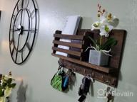 img 1 attached to Dahey Wall Mounted Mail Sorter Organizer With 4 Double Key Hooks And Floating Shelf - Rustic Home Decor For Entryway Or Mudroom, 15.8" W X 9.5" H X 2.7" D, Brown. review by Ann Champa