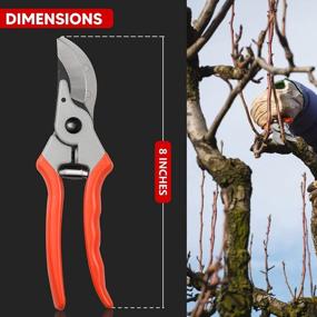 img 3 attached to YIYITOOLS One-Hand Pruning Shears With Titanium Coated Stainless Steel Blades And Rubber Handles - Ideal Gardening Hand Tool For Tree Trimming - Perfect Gift For Gardeners