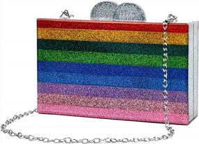img 4 attached to Rainbow Evening Clutch Purse Crossbody Wallet Bag For Women - Acrylic Wedding Party Handbag Small