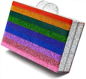img 3 attached to Rainbow Evening Clutch Purse Crossbody Wallet Bag For Women - Acrylic Wedding Party Handbag Small
