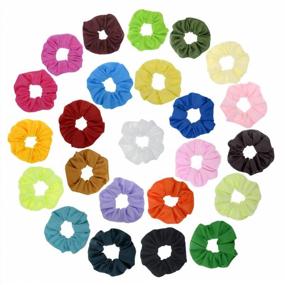 img 4 attached to Colorful Pack Of 24 Elastic Hair Ties Scrunchies For Women - Perfect For All Hair Types