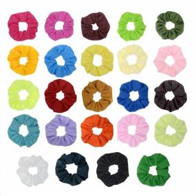 img 3 attached to Colorful Pack Of 24 Elastic Hair Ties Scrunchies For Women - Perfect For All Hair Types