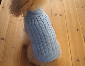 img 3 attached to 🐾 FAMI Turtleneck Classic Straw-Rope Sweaters for Small Dogs and Cats - Cozy Knitted Pet Sweater for Winter - Sky Blue, Size L