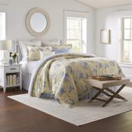 🛏️ laura ashley home maybelle blue queen comforter set: reversible cotton bedding with matching shams & bedskirt - stylish home decor for all seasons logo