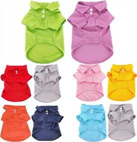 img 4 attached to Stylish Pack Of 2 Dog Polo Shirts For Small Pets In Green Lime And Lilac - Perfect For Cute And Fashionable Puppies And Cats