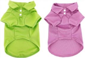 img 1 attached to Stylish Pack Of 2 Dog Polo Shirts For Small Pets In Green Lime And Lilac - Perfect For Cute And Fashionable Puppies And Cats