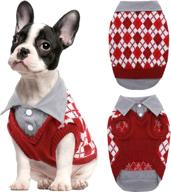 🐶 kuoser plaid dog sweater for small medium cats dogs - warm patchwork knitwear, classic pullover puppy coat cold weather sweatshirts with leash hole (s, red) логотип