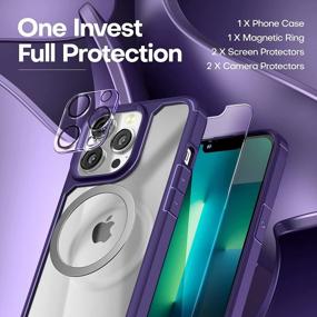 img 2 attached to TAURI [5 In 1 Designed For IPhone 13 Pro Case, Not Yellowing, With 2 Screen Protector + 2 Camera Lens Protector [Military Grade Protection] Shockproof Slim Phone Case 6.1 Inch, Dark Purple